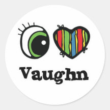 I Love (Heart) Vaughn Round Stickers