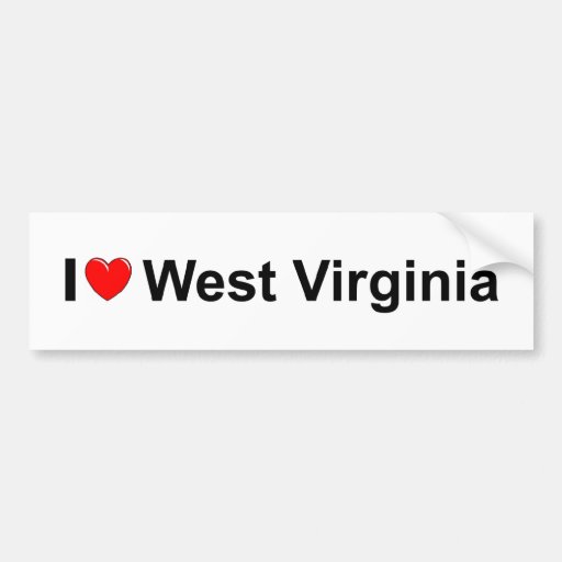 I Love (Heart) West Virginia Bumper Sticker  Zazzle