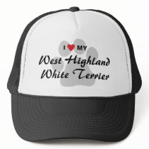 I Love (Heart) Westie Pawprint Trucker Hat
