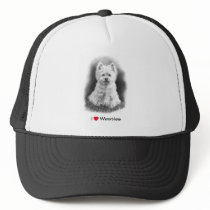 I Love (Heart) Westies: Pencil Drawing, Realism Mesh Hat