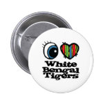 I Love (Heart) White Bengal Tigers Pinback Buttons