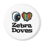 I Love (Heart) Zebra Doves Fridge Magnets
