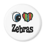 I Love (Heart) Zebras Magnets