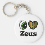 I Love (Heart) Zeus Key Chain