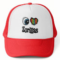 I Love (Heart) Zorillas hats