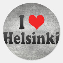 I Love Helsinki, Finland Round Stickers
