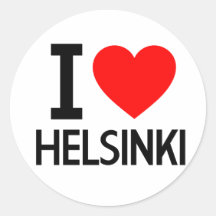 I Love Helsinki Round Sticker