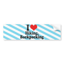 I Love Hiking, Backpacking Bumper Sticker