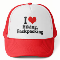 I Love Hiking, Backpacking Trucker Hats