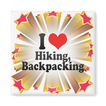 I Love Hiking, Backpacking Refrigerator Magnet