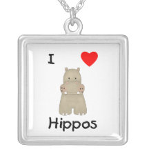 I Love Hippos (3) Necklaces