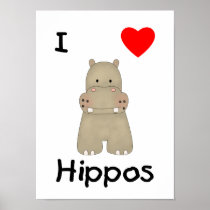 I Love Hippos (3) Poster