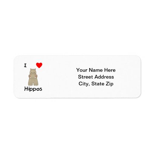 I Love Hippos (3) Return Address Labels