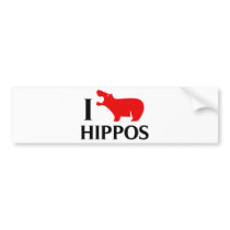 I Love Hippos Bumper Sticker