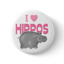 I Love Hippos Button