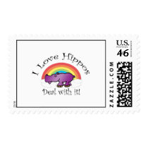 I love hippos deal with it stamp