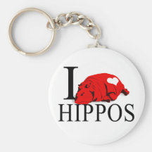 I Love Hippos Keychains