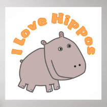 I Love Hippos Posters