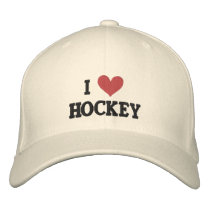 'I LOVE HOCKEY' BASEBALL CAP embroidered hats by dogiron 'I LOVE HOCKEY' BASEBALL CAP embroidered hats