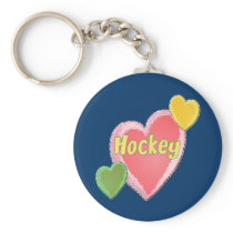 I Love Hockey Heart Key Chains
