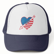 I Love Hockey Patriot Heart Hat