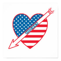 I Love Hockey Patriot Heart Print
