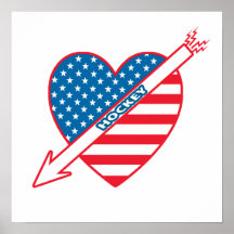 I Love Hockey Patriot Heart Print