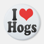 I Love Hogs Refrigerator Magnets