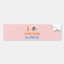 I Love Hometown, IL Bumper Sticker