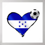 I love Honduras futbol - Soccer ball flag heart Poster