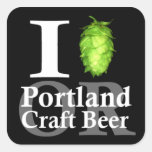 I love (hop) Portland, OR craft beer! Square Stickers