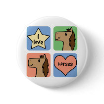 I Love Horses buttons
