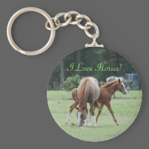 I Love Horses! Mare & Foal Keychain keychains