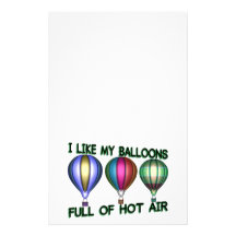 I Love Hot Air Balloons Stationery Paper