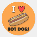 I Love Hot Dogs Round Sticker