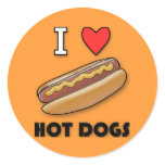 I Love Hot Dogs Round Sticker