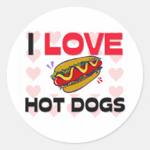 I Love Hot Dogs Stickers