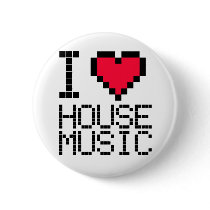 I Love House Music 8Bit Pinback Buttons