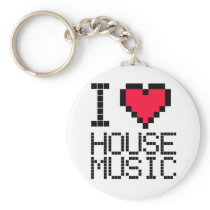 I Love House Music 8Bit Keychains