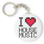 I Love House Music 8Bit keychains