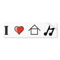 I Love House Music Club Clubbing bumper stickers