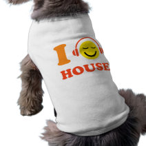 I love house music dog t-shirt with happy smiley