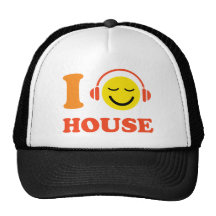 I love house music smiley face with headphones hat