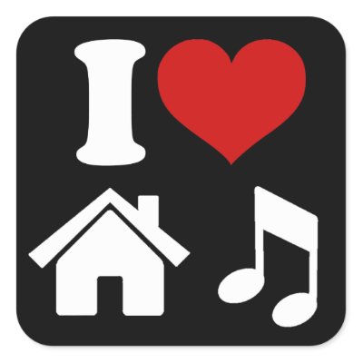 I Love House Music Square Sticker