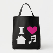 I love house music tote bags