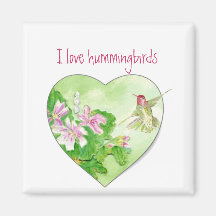 I love Hummingbirds, Bird Collection Fridge Magnet