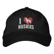I Love Huskies Dark embroidered hats by MenagerieMayhem I Love Huskies Dark embroidered hats