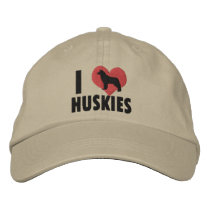 I Love Huskies embroidered hats by MenagerieMayhem I Love Huskies embroidered hats