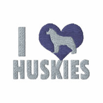I Love Huskies Ladies Blue embroidered shirts