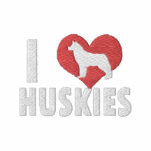 I Love Huskies Ladies Dark Polo